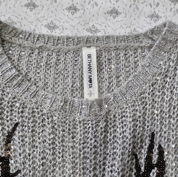 Bethany Mota Metallic Woven Glitter Sequin Deer Sweater 🦌 - Picture 2 of 6